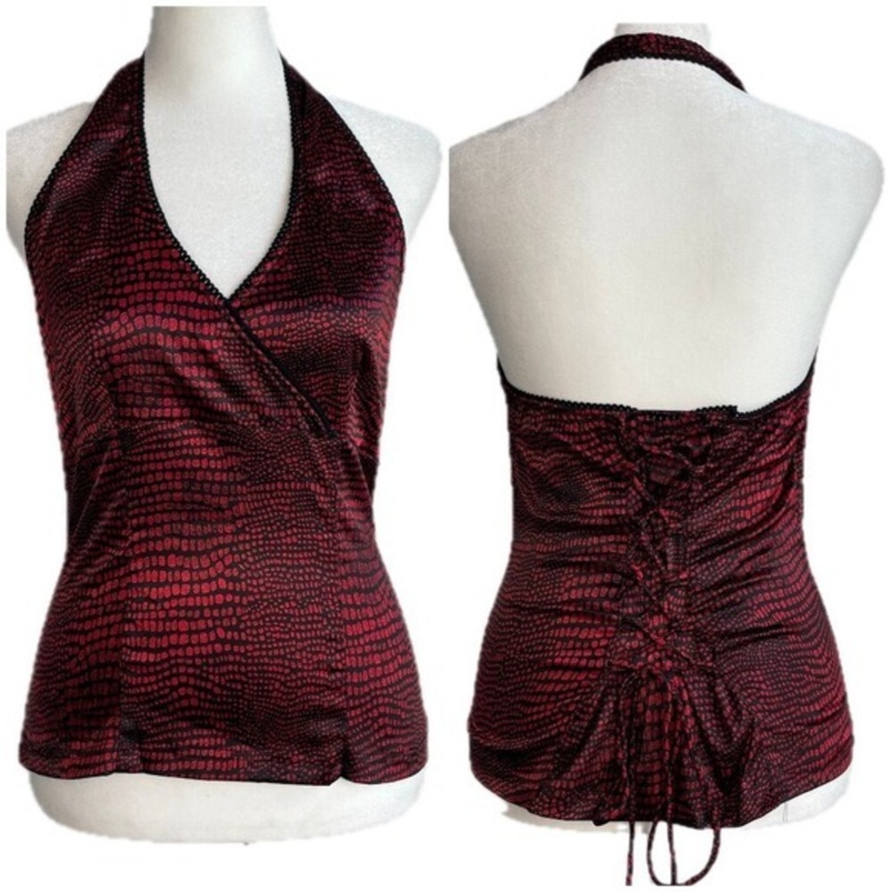 Angie‎ Y2K Babydoll Lace Up Halter Neck Size L Baddie Goth Festival Rave Punk